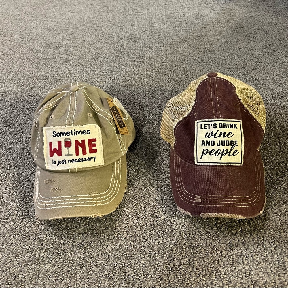 NWT Vintage Style “Wine-Themed” Baseball Caps